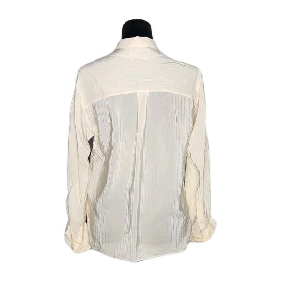 Chloe Ivory Silk Neck Tie Long Sleeve Collar Blouse Women's Size 34 Vanilla Ice - Picture 6 of 14